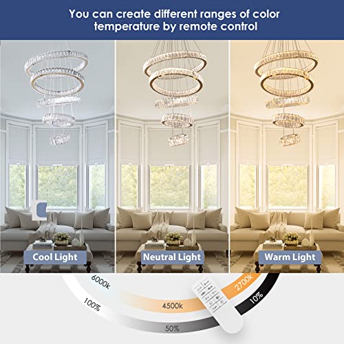 Dixun Dimmable Chandeliers Led Big Crystal Chandeliers Modern 5 Rings Pendant Light Adjustable Ceiling Light For Bedroom Dinning Room Kitchen #TOP5
