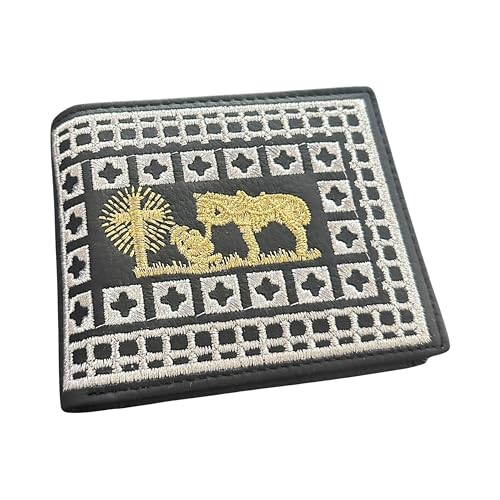 Portefeuille cowboy en cuir noir style rodéo avec motif religieux pour homme western