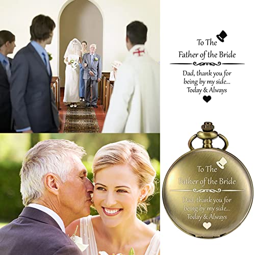 Image of TREEWETO Mens Engraved Pocket Watch for Father of The Bride Gifts from Daughter Pocket Watches Dad of The Bride Gifts Wedding Gift for Father of The Bride