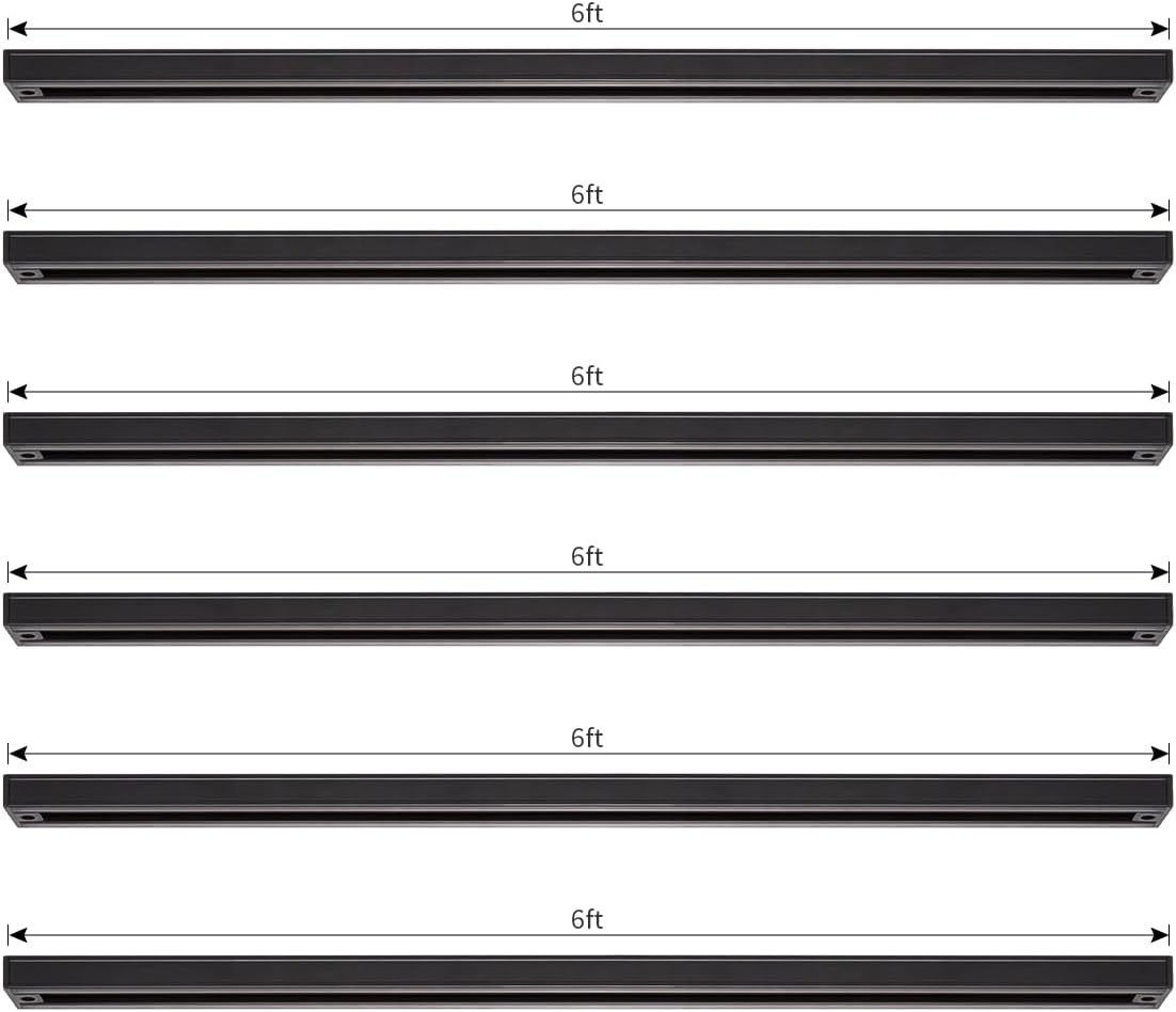 mirrea Black H Type 6-feet Track for Ceiling Track Lighting Pack of 6