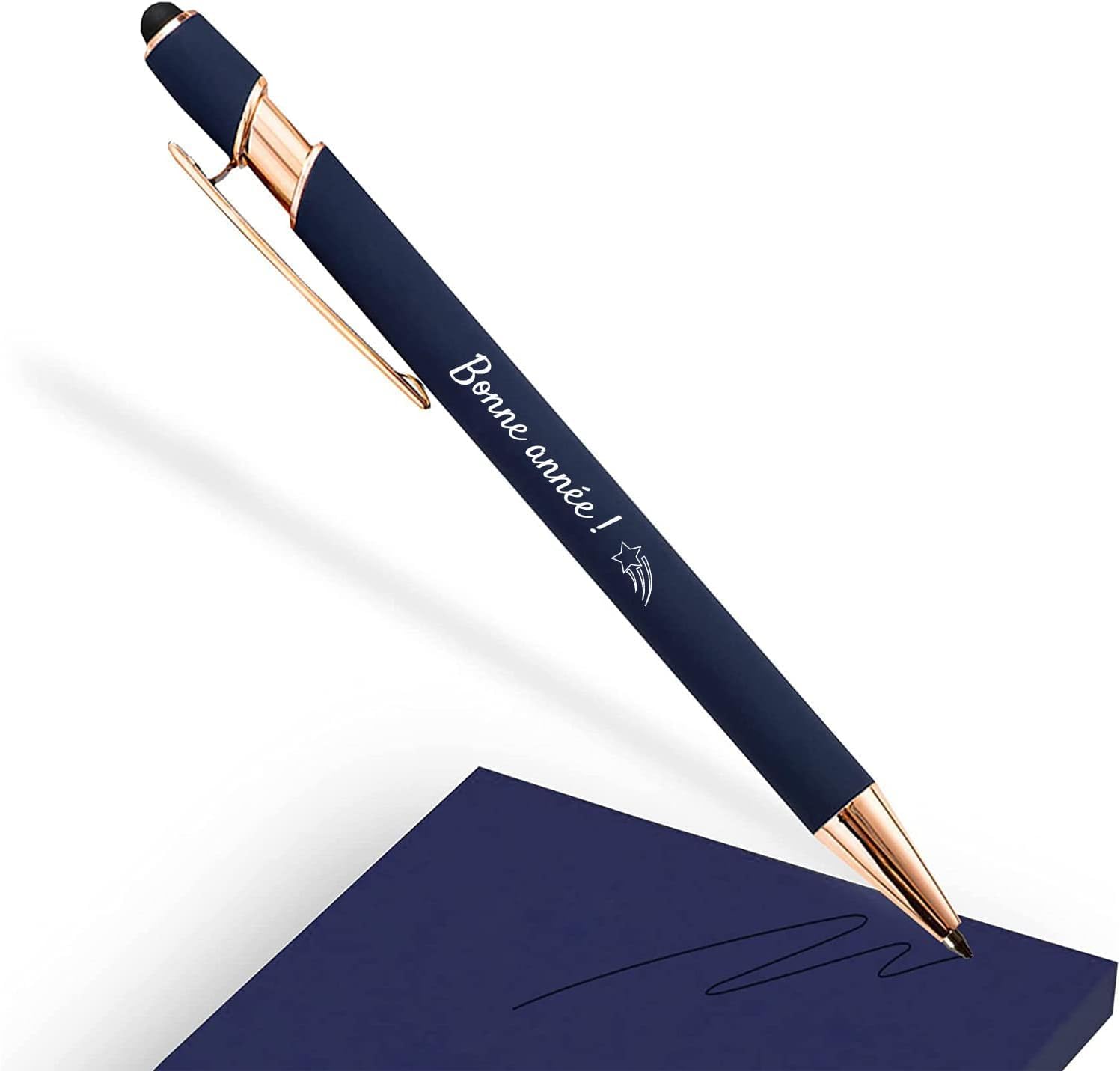 Personalisiert 2-in-1 Stift Mit Stylus – Kugelschreiber Mit Gravur In Rosegold, Weiche Haptik, Für Handy & Tablet