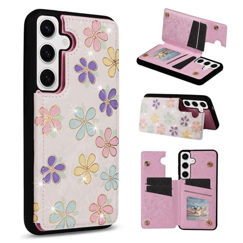 UEEBAI �E�H���b�g�P�[�X Samsung Galaxy S26 Plus 5G �J�[�h�z���_�[�t�� PU���U�[ �ԕ� �J�o�[ �L�b�N�X�^���h RFID�u���b�N �_�u�����C�N���X�v Rilievo �t�����[ �t���b�v�P�[�X ���f�B�[�X �K�[���Y - �z