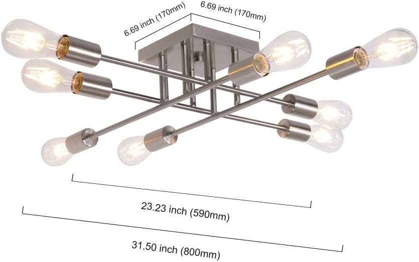 🔥 Hоt Dеаlѕ 8 Light VINLUZ Industrial Semi Flush Mount Ceiling Light Brushed Nickel Mid Century Modern Sputnik Chandelier Fixture for Living Room Bedroom Kitchen Amаzоn Crаzу 🔥 Dеаlѕ 8 Light VINLUZ Industrial Semi Flush Mount Ceiling Light Brushed Nickel Mid Century Modern Sputnik Chandelier Fixture for Living Room Bedroom Kitchen