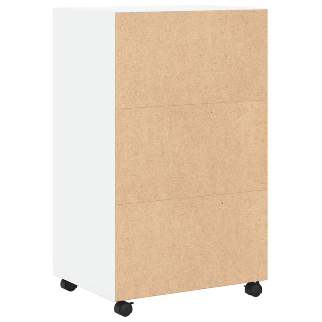 vidaXL Mobile con Ruote Bianco 55x40x91 cm in Truciolato, schedario, armadietto per la casa, armadietto per Ufficio, armadietto per Ufficio