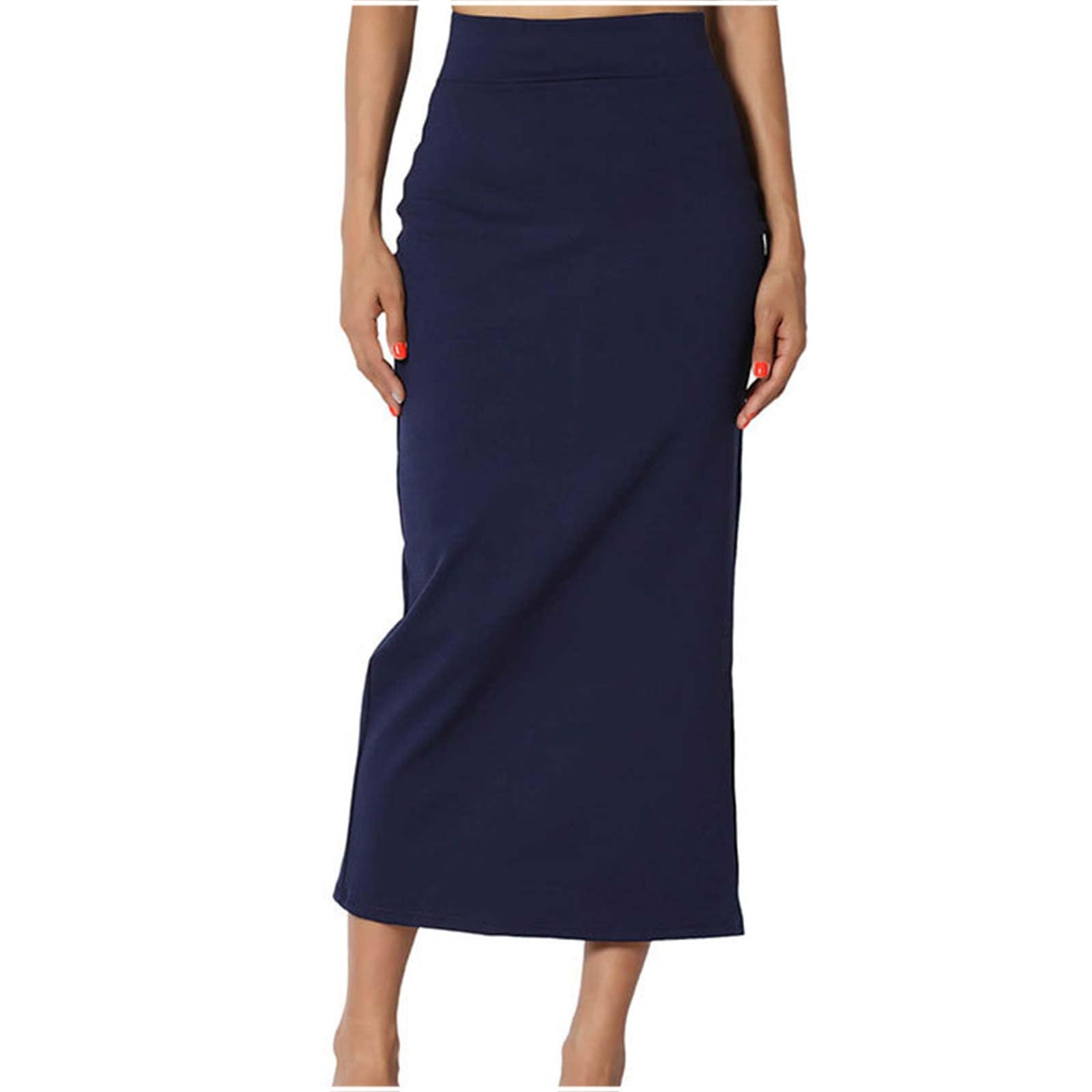 Maxi Skirt with Slit Womens Solid Color High Waisted Casual Long Pencil Skirts Trendy Business Office Attire