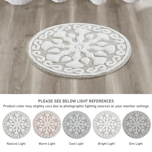 Madison Park MP72-4431 Casablanca 100% Cotton Tufted Bathroom Rugs Luxurious Plush Medallion Floral Pattern Bath Mat Absorbent, Quick Dry, Spa Design Shower Room Décor, Round 25" thumb #4