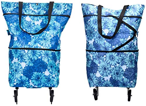 Faltbarer Einkaufstrolley mit Rädern, wiederverwendbare Einkaufstasche, Einkaufstasche, faltbare Tragetasche, Schulter… – Bild 8