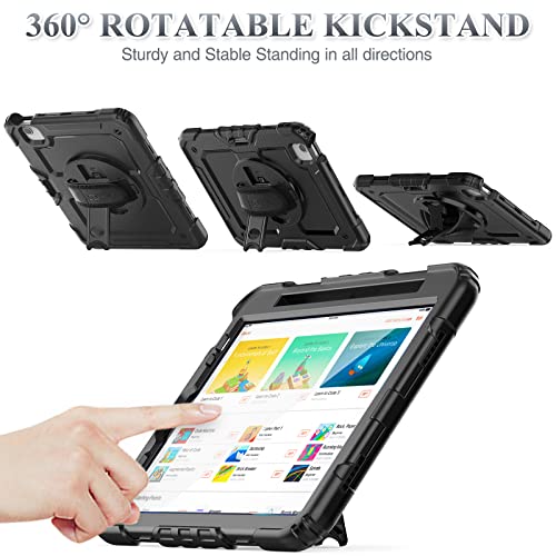 SEYMAC stock Case for iPad Air 5th/4th Generation/Pro 11 (4th/3rd/2nd) with Screen Protector Pen Holder, 360° Rotate Hand Strap/Stand Case for iPad Air 5th/4th Gen 10.9''/ Pro 11'' (Black) by SEYMAC stock - Image 4