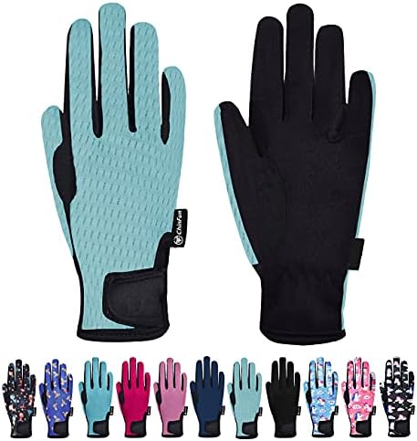 ChinFun Kids Horse Riding Gloves Child Summer Gloves Cycling Gloves Perfect for Cycling Riding Running Skiing and Spring Outdoor Activities Cool Mesh Sky Blue Size S 6-8