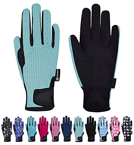 ChinFun Kids Horse Riding Gloves Child Summer Gloves Cycling Gloves Perfect for Cycling Riding Running Spring Outdoor Activities Cool Mesh Sky Blue Size L 10-12