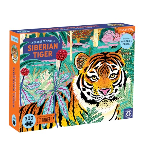 Mudpuppy Siberian Tiger Endangered Species Rompecabezas de 300 piezas - Puzzle para niños, 24 x 18 pulgadas, edades 7+ miniatura 1