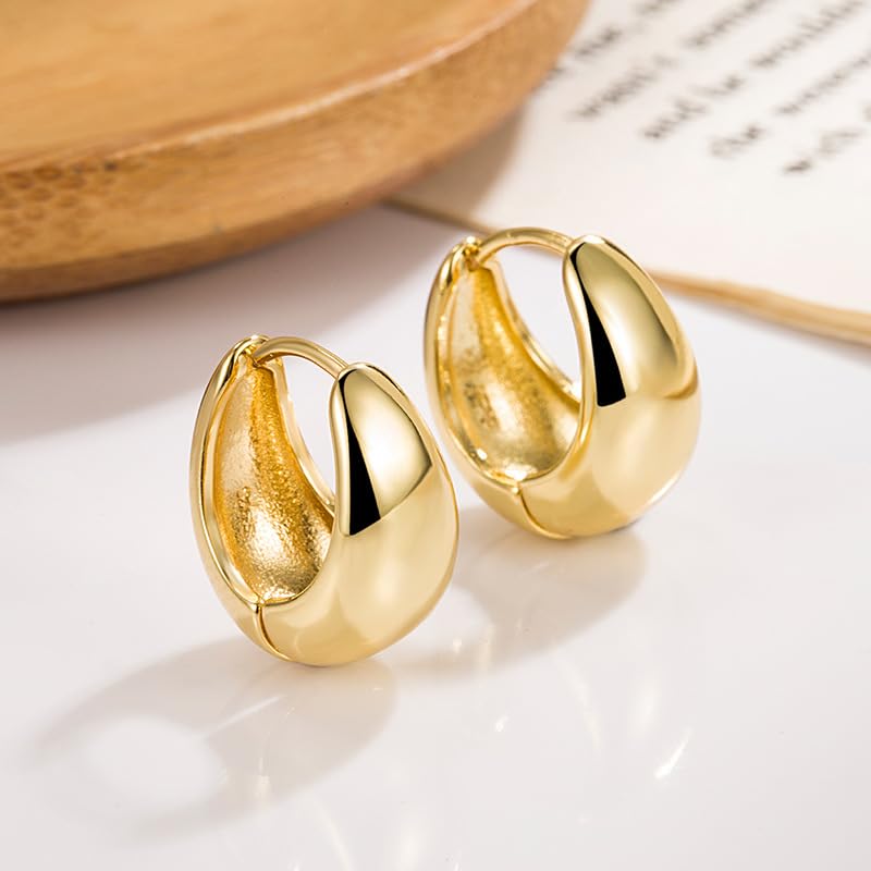 2 Pairs Gold Chunky Knot Earrings Huggie Hoop Earrings for Women Trendy Statement Earrings4