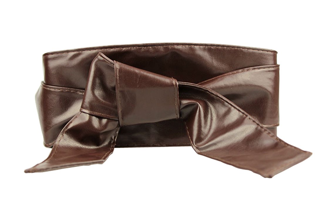 DPROMOT PU Leather Womens Wrap around Tie Corset Cinch Waist Wide Belt Band