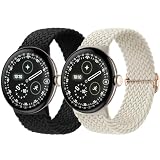 Maledan Confezione da 2 Cinturini Nylon Compatibili con Cinturino Google Pixel Watch 4 45mm, Cinturino Sportivo Intrecciato ed Elastico per Google Pixel Watch 4/3 45mm Donne Uomini