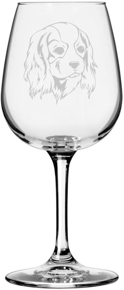 Cavalier King Charles Spaniel Dog Themed Etched 12.75oz Wine Glass