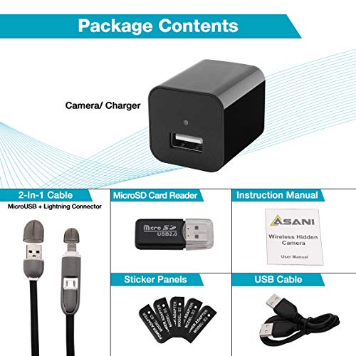 Asani Hidden Spy Camera Usb Charger, Office & Home Security Nanny Cam With Sd Card Surge Protection, Motion Detection, Full Hd Video, Connects To Smartphone, Secret Camera For Elderly Parents, Pets #TOP1