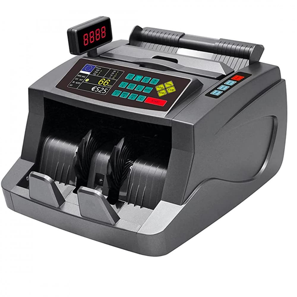Mediawave Store - Macchina Conta Banconote Automatico, Multi Valuta, Rivelatore di Banconote False, Conteggio da 800 a 1200 Banconote al minuto, Conta Denaro con Display