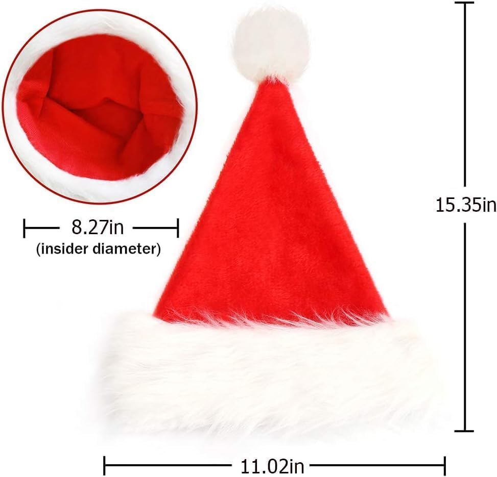 CCINEE Kids Santa Hat,Christmas Santa Velvet Plush Red Hat for Holiday Home Decoration Xmas Party Supplies, 1 Pack - Image 3