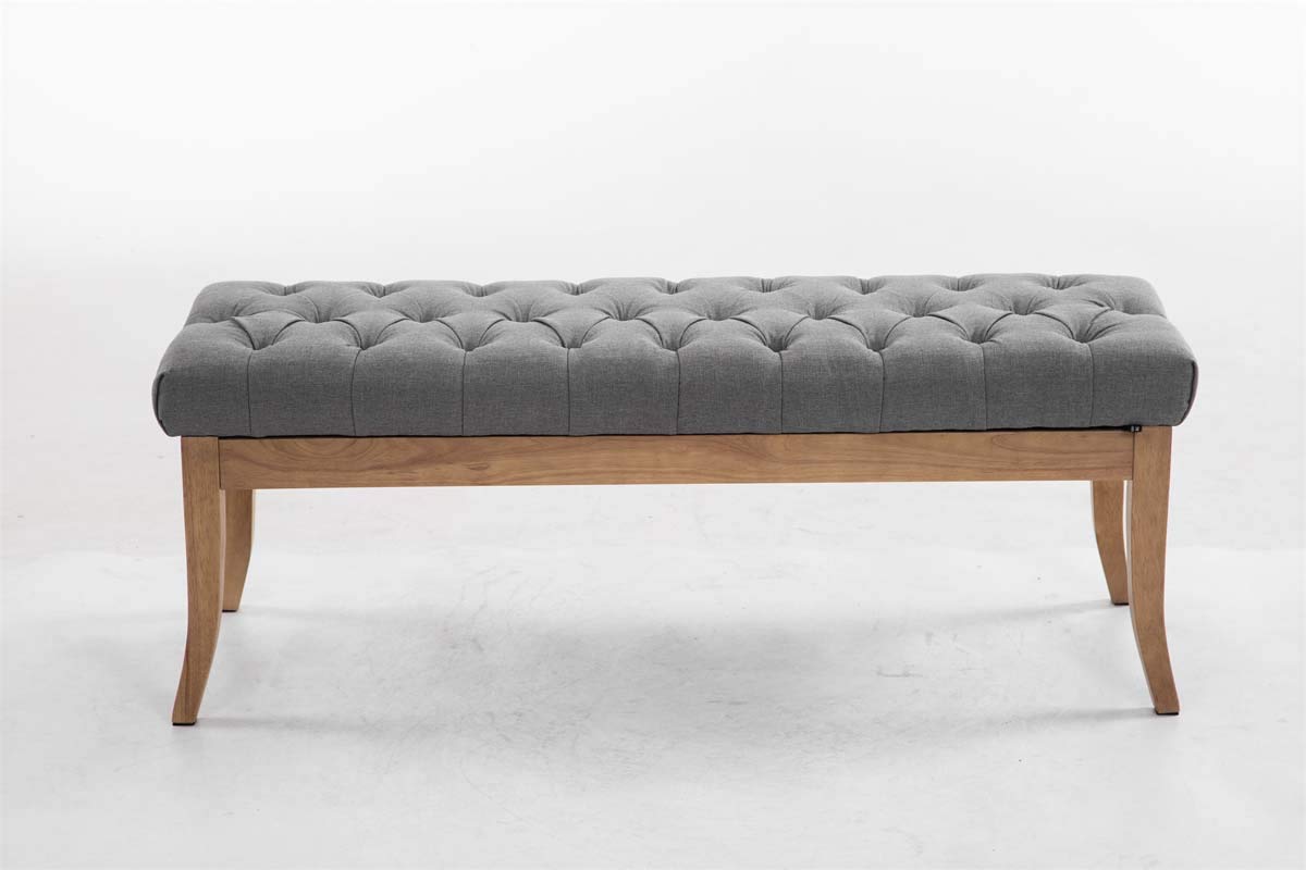 CLP Panca Design Chesterfield Ramses In Stoffa I Panchina Ingresso Capitonné Telaio Legno Chiaro I Panchina Fondo Letto Capitonné, Colore:grigio, Dimensione:120 cm