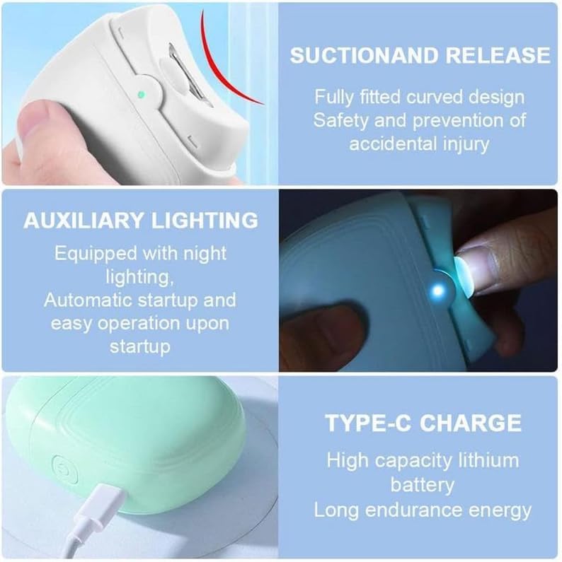 Elektryczny Automatyczny Obcinacz Do Paznokci Manicure Obcinacz Do Paznokci Do Nożyczek Dla Dorosłych Pedicure Grube Paznokcie, Green