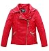 YoungSoul Boys Girls Spring Moto Faux Leather Jackets with Oblique Zipper Red 3-4T