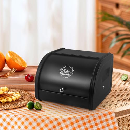 Caja para guardar pan de hierro negro mate con acabado resistente y elegante 6