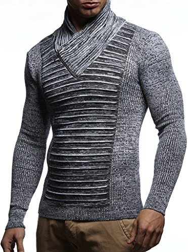 Leif Nelson Men’s Knitted Pullover | Long-Sleeved Slim fit Shirt | Basic Winter Sweatshirt with Shawl Collar for Men2