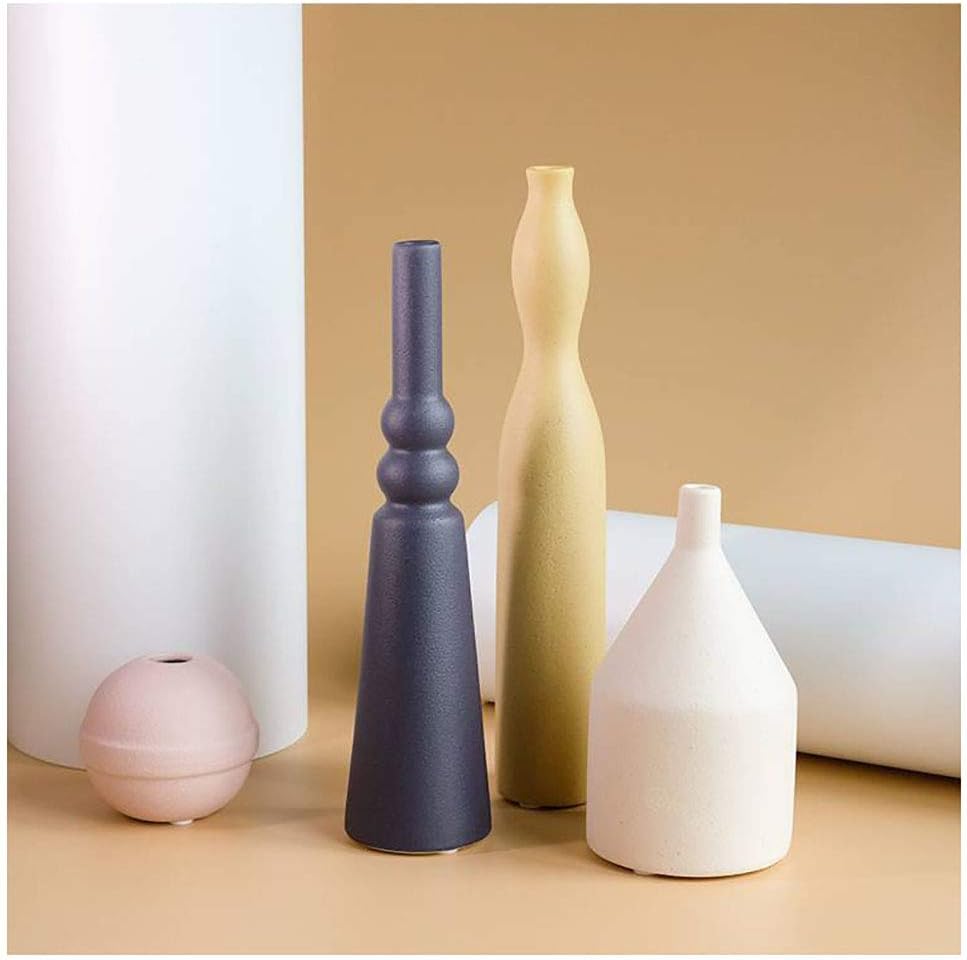 Creative Morandi Ceramic Vase Set, Home Living Room Desktop Decoration Crafts Dried Flower Plant Vases,Set 1