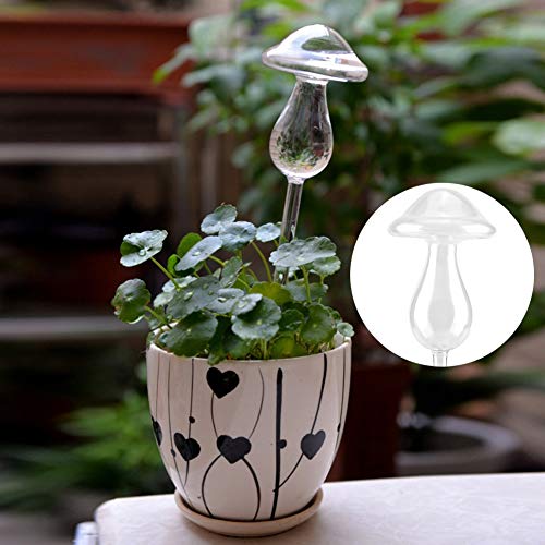 Delaman Watering Globe Creative Mushroom House Plants Flowers Automatic Self Watering Globes/Bulbs Clear Glass Water Feeder