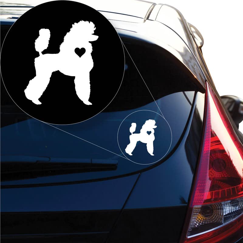 Image of Yoonek Graphics Love Poodle Love Dog Decal Sticker for Car Window, Laptop and More. # 1278White4