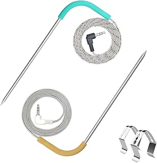 TEWEAE Replacement High-Temperature Probe for Traeger Grills. Premium 3.5mm Plug Meat Probe for Traeger Grill Accessories. 2pc Probes and 2pc Stainless Steel Holders