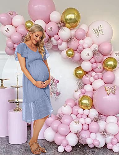 Kim S Maternity Dress Maternity Dress For Baby Shower Summer Maternity Dress Maternity Photoshoot Dress Maternity Midi Dress Maternity Dresses (Blue L) #TOP1