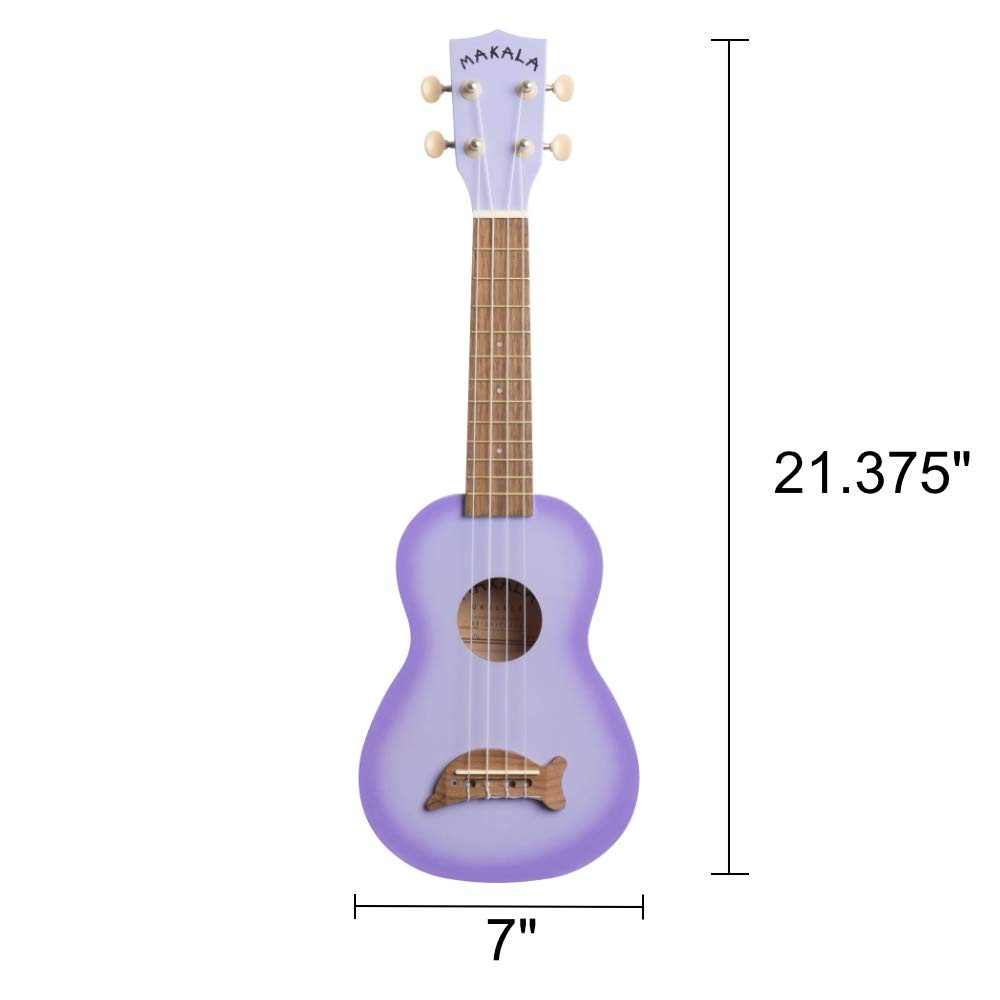 Kala Purple Burst Dolphin Makala Soprano Ukulele - MK-SD/PLBURST Bundle with a Tuner and Lumintrail Polishing Cloth - Image 2