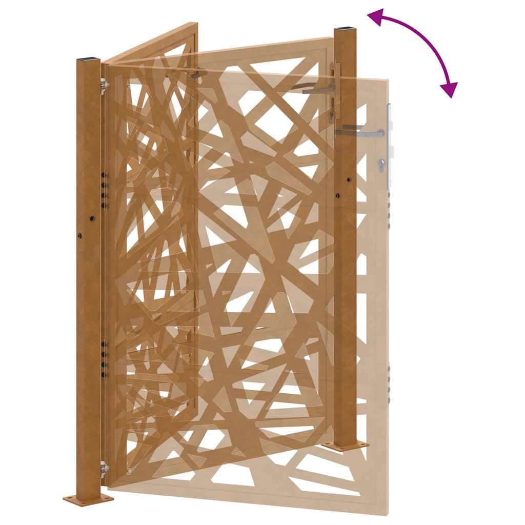 vidaXL Cancello da giardino 100x125 cm in acciaio corten design leggero