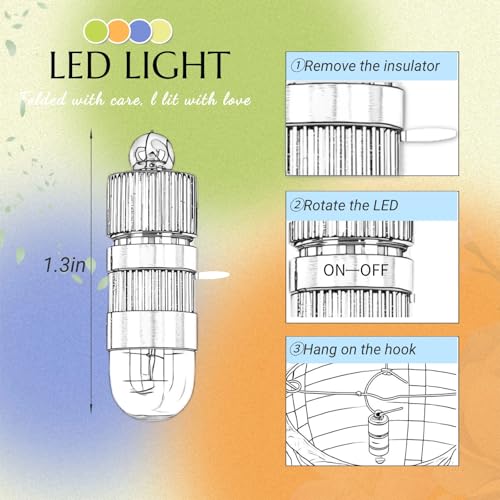 Image of Colorful Chinese Paper Lanterns with LED Lights, 10-Pack 12inch | Hanging Lights for Birthday Party Decorations, Ceiling Decor, Rainbow Classroom, Home Party, Baby Shower & Carnival