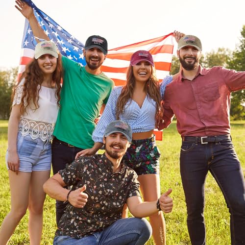 Image of Tarpop 6 Pcs American Flag Baseball Cap 250th Anniversary Tactical American Flag Hats Adjustable Washed Us Cap for Women Men