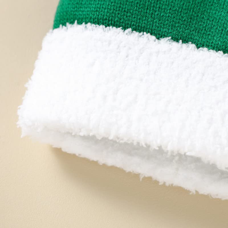 Image of LAWKUL My First Christmas Santa Hat for Baby Boy Girls Toddler Knit Beanie Infant Hats Pom Pom Beanie Green 12-18 Months