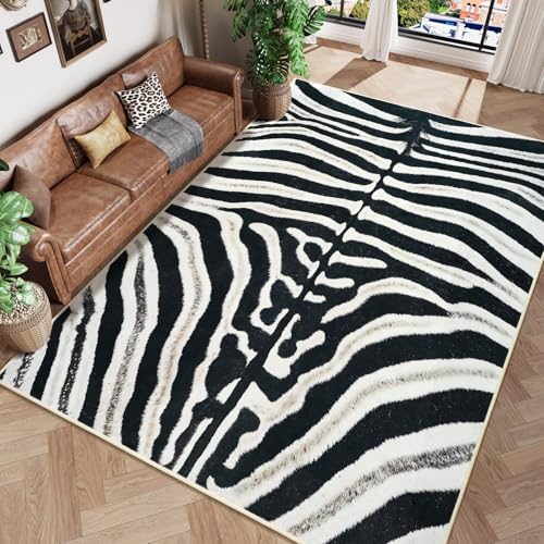 Amearea Zebra Rug for Living Room, 4x6 Feet Animal Print