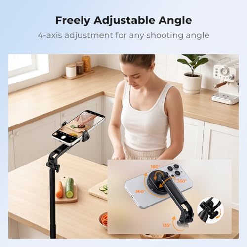 Image of K&F CONCEPT 72 inch Selfie Stick for iPhone, Phone Tripod | Clip & Magnetic, Light, Remote, 1s Open & Close, Compatible with iPhone 17-12 Osmo Pocket 4 /3 Luna Ultra, X97C6