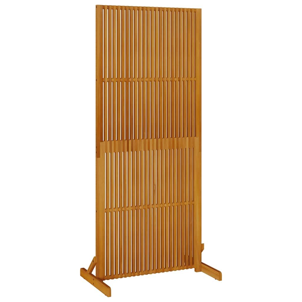 Biombo de privacidad de madera maciza de acacia de 180,5 cm de alto, independiente con diseño de láminas para interior y exterior, estable, resistente a la humedad, ideal como divisor