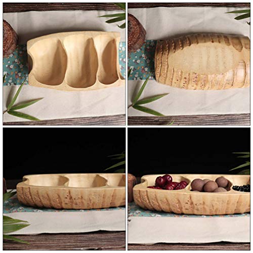 HEMOTON Bandeja de madeira para servir com compartimento, recipiente para doces e porcas, bandeja pa