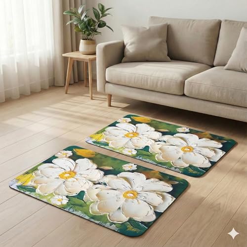 Image of (Pack of 2 Premium 3D Silicon Floor Mat, Bath Mat, Doormat, Bathroom Carpet, Cushion Mat I Super Absorbent (40x60cm) Soft Carpet, Quick Dry Dirt Barrier for Home, Office (3D Turquoise Mat)
