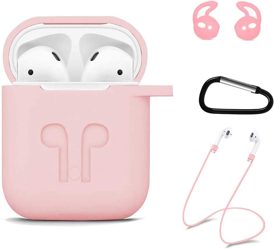 Xawy AirPods Case Airpods Accessories Kits Protective Silicone Cover and Skin Compatible with Airpods Charging Case (Pink)