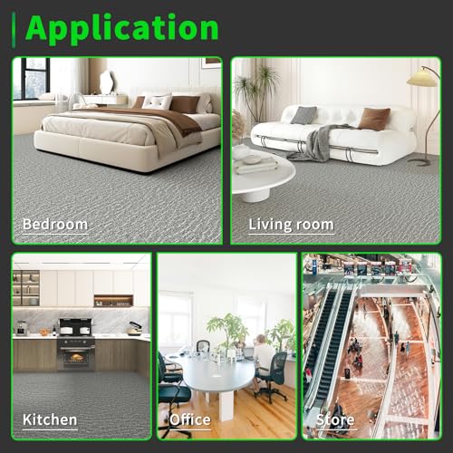 Carreaux de sol en vinyle texture tapis LONGKING, dalles auto-adhésives résistantes de 30cm