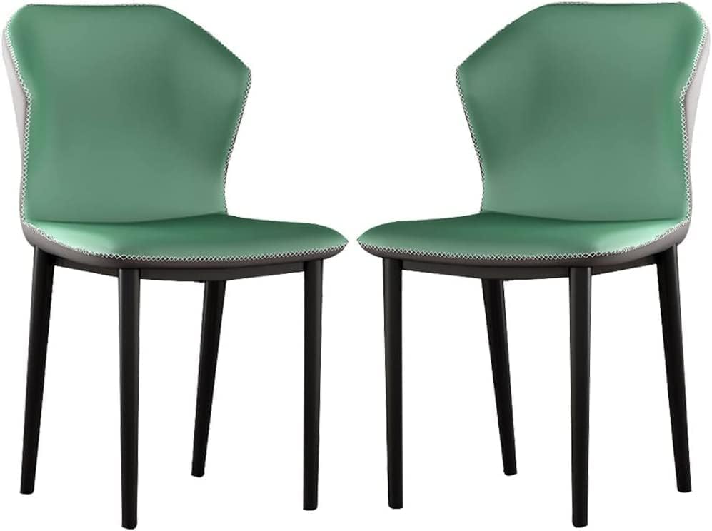 Juego de 2 sillas de comedor de cocina de cuero sintético elegante y moderno, para dormitorio, balcón, sofá, silla, tocador de acero al carbono,