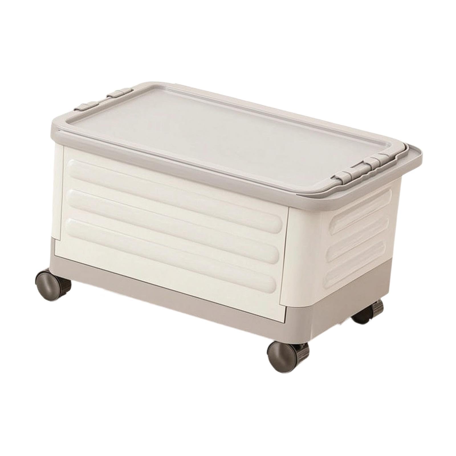 Carrello Pieghevole Portatile Cassetta con Ruote Manico Telescopico Organizzazione Spesa Libri Cancelleria Materiale PP Adatto per Viaggio Scuola Casa, Grigio Bianco