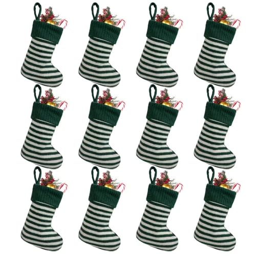 aokansha 12Pack Christmas Stockings 7Inch Knitted Xmas Stocking Hanging Xmas