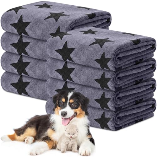 Image of Chumia 8 Pcs Dog Towel for Drying, 40 x 24 Inch, Star, Gray