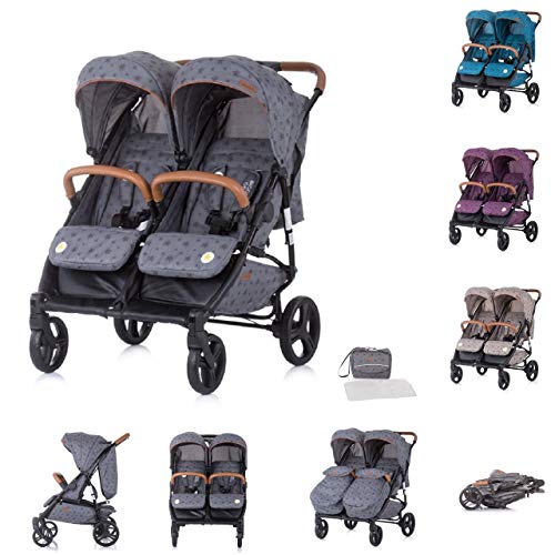Chipolino hermano cochecito Passo Doble plegable, 73 cm de ancho, footmuff, color:estrellas...