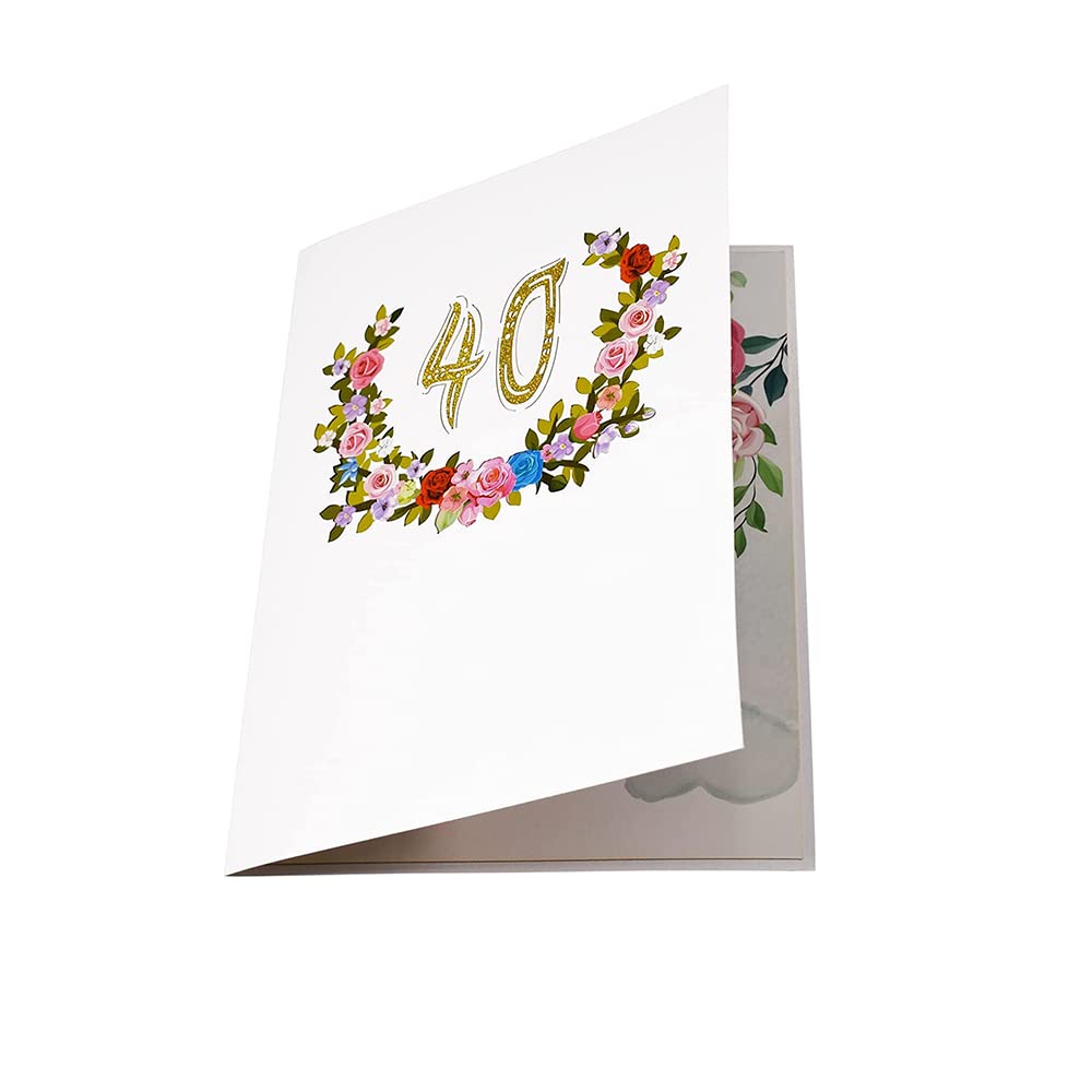 Biglietto Compleanno 3D Pop Up 40 Anni - Con Busta | Per Donna, Amica - Foto 10
